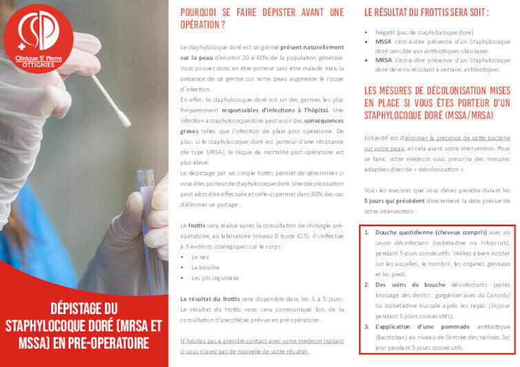 HYGI COMM 0010 Dépistage du staphylocoque doré MRSA et MSSA en pré opératoire