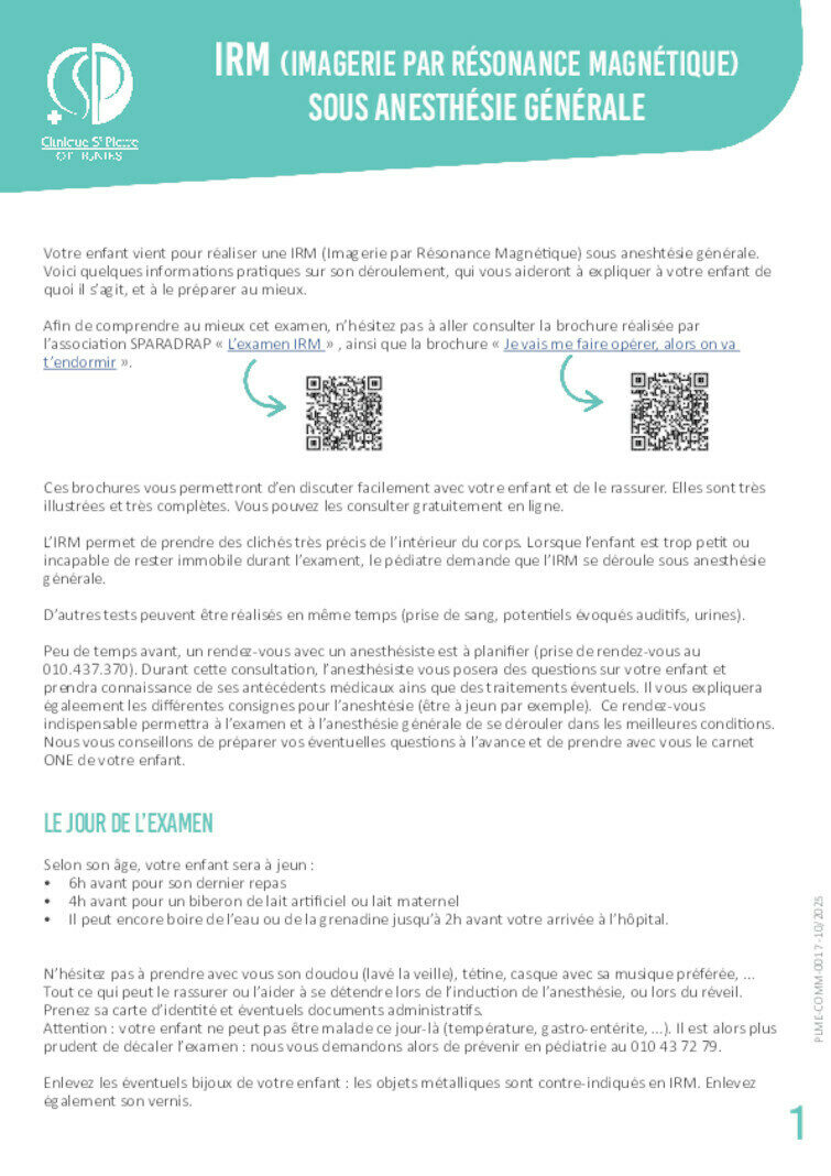 PLME COMM 0017 IRM sous anesthésie