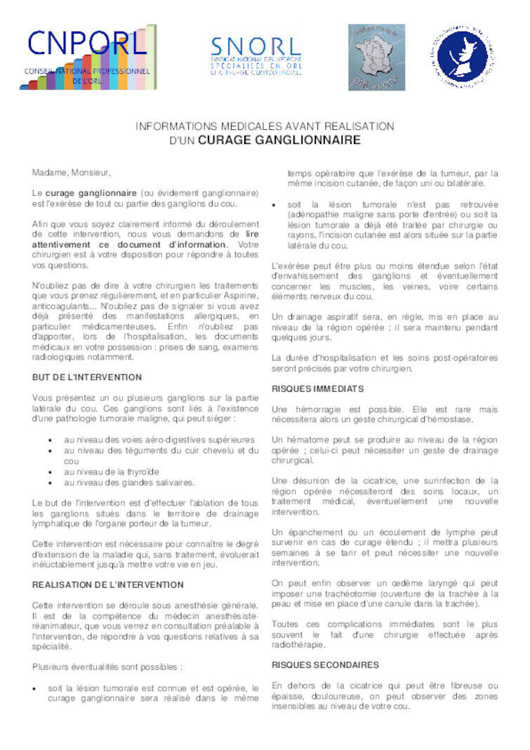 Cancerologie curage ganglionnaire