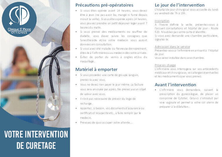 Votre intervention de curetage