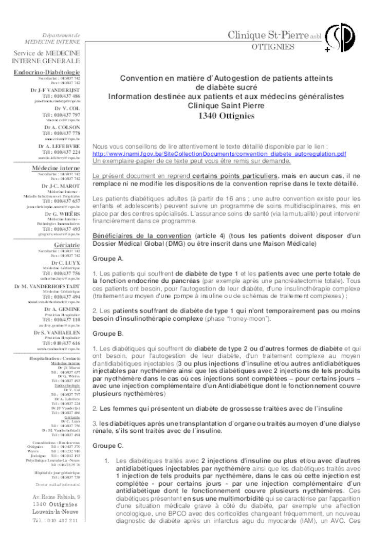 Brochure convention diabétologie